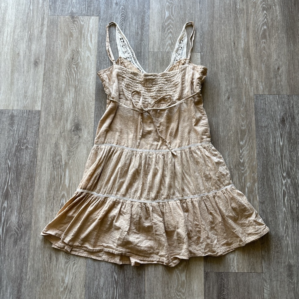Passport Y2K Beige Tiered Butterfly Crochet Fairy Festival Babydoll Dress Size S - Picture 5 of 10